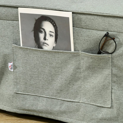 Single Sofa Bed Convertible Armchair Chaise Longue 4 in 1 with 5-Level Reclining Backrest, Foldable Footrest, Removable Cushion and Pockets, Light Grey for Guest Room