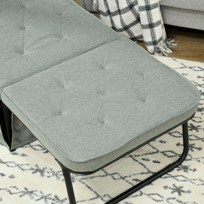 Single Sofa Bed Convertible Armchair Chaise Longue 4 in 1 with 5-Level Reclining Backrest, Foldable Footrest, Removable Cushion and Pockets, Light Grey for Guest Room