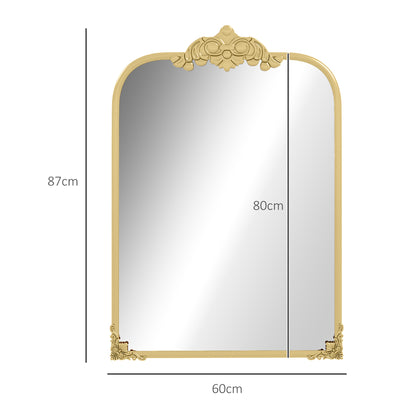 Wall Mirror 60 x 87cm Mirror with Metal Frame Decorative Hanging Mirror Bathroom Mirror for Bedroom Bathroom Living Room Gold