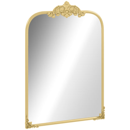 Wall Mirror 60 x 87cm Mirror with Metal Frame Decorative Hanging Mirror Bathroom Mirror for Bedroom Bathroom Living Room Gold