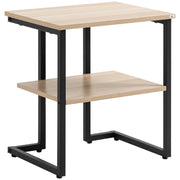 2-Tier Side Table Coffee Table for Living Room Bedroom Office Modern Style 45x35x48 cm Natural