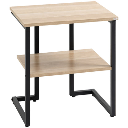 2-Tier Side Table Coffee Table for Living Room Bedroom Office Modern Style 45x35x48 cm Natural