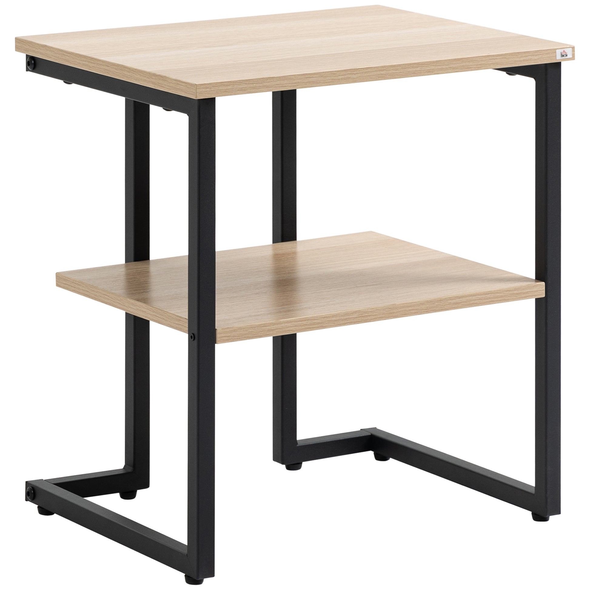 2-Tier Side Table Coffee Table for Living Room Bedroom Office Modern Style 45x35x48 cm Natural