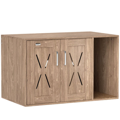 Cat Litter Box Furniture 3 in 1 Nest Side Table Cat Litter Box with Doors Scratching Mat and Compartment for Living Room Bedroom 80x48x50.5 cm Brown