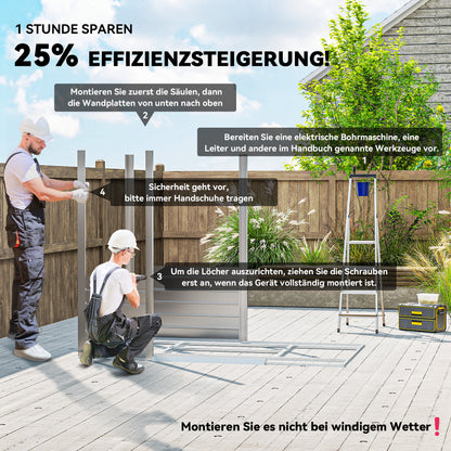 Galvanized Steel Tool Shed 2.43m² 213x131x192cm Easy Assembly Garden Storage Shed with Gable Roof, Lockable Sliding Door, Weatherproof Garden House, Outdoor Garden Shed for Outdoor Area, Grey