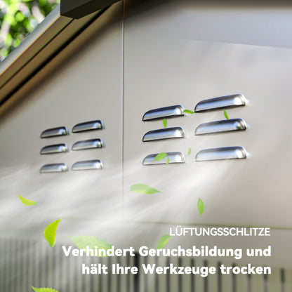 Galvanized Steel Tool Shed 2.43m² 213x131x192cm Easy Assembly Garden Storage Shed with Gable Roof, Lockable Sliding Door, Weatherproof Garden House, Outdoor Garden Shed for Outdoor Area, Grey