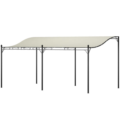 Lean-To Pergola with Roof, Water-Resistant Canopy Awning, Freestanding Garden Pavilion Patio Pavilion Canopy Sunshade for Patio Garden approx. 3x5x2.5 m Cream White