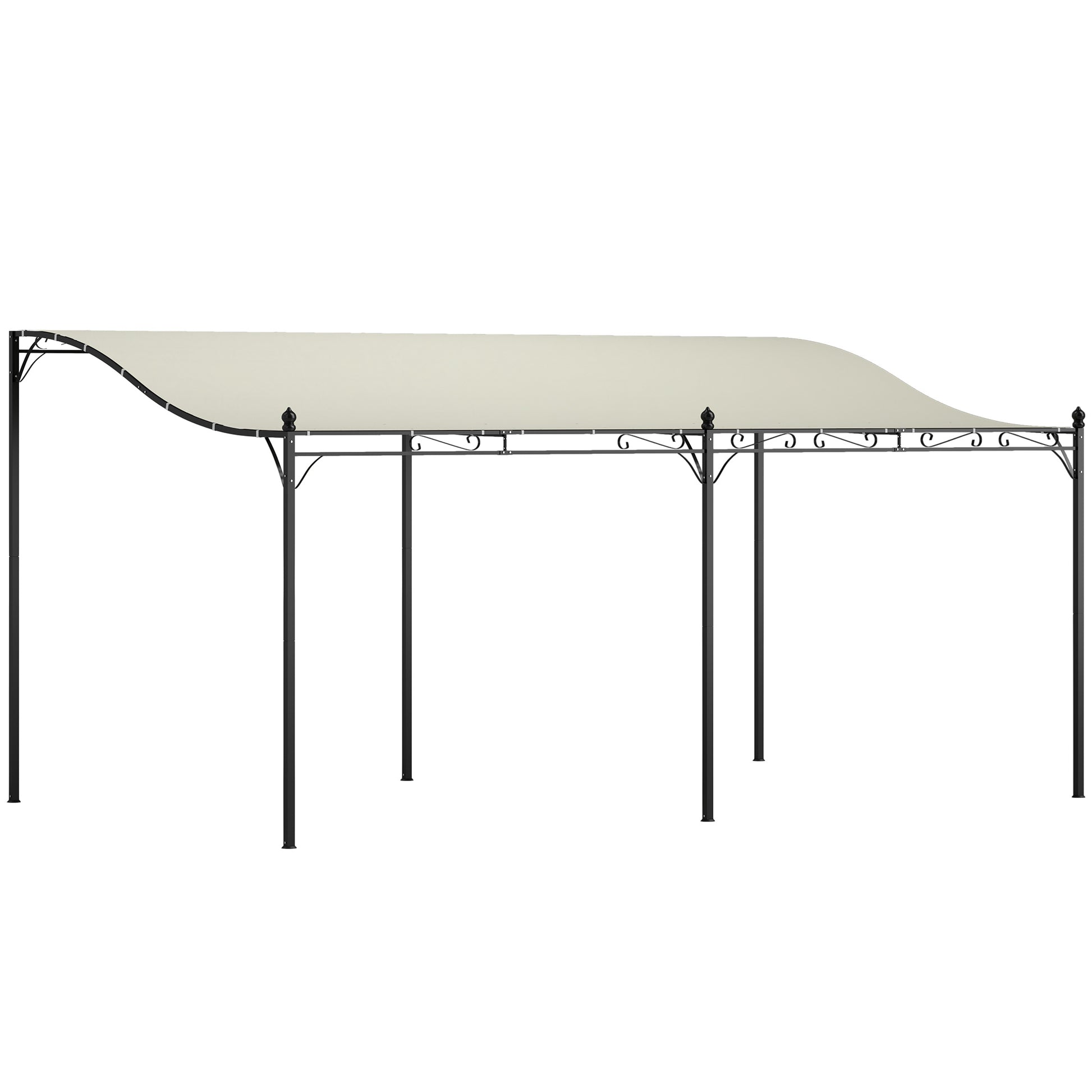 Lean-To Pergola with Roof, Water-Resistant Canopy Awning, Freestanding Garden Pavilion Patio Pavilion Canopy Sunshade for Patio Garden approx. 3x5x2.5 m Cream White
