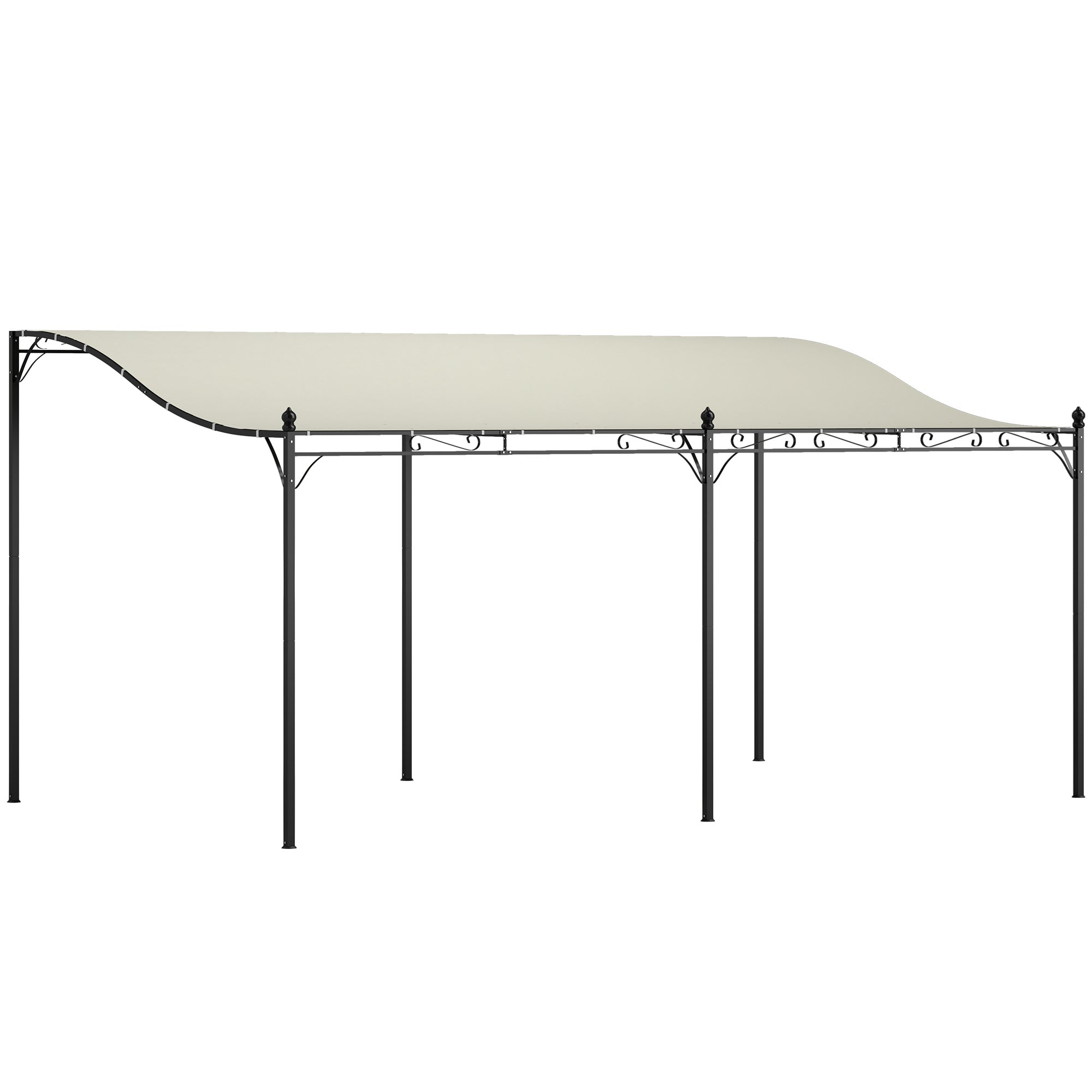 Lean-To Pergola with Roof, Water-Resistant Canopy Awning, Freestanding Garden Pavilion Patio Pavilion Canopy Sunshade for Patio Garden approx. 3x5x2.5 m Cream White