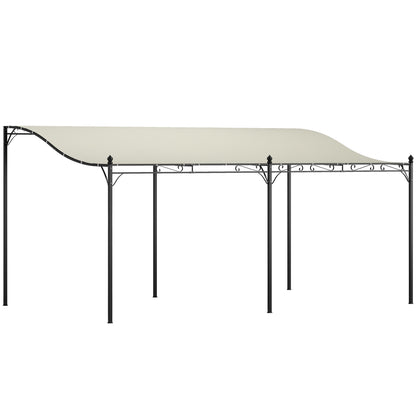 Lean-To Pergola with Roof, Water-Resistant Canopy Awning, Freestanding Garden Pavilion Patio Pavilion Canopy Sunshade for Patio Garden approx. 3x5x2.5 m Cream White