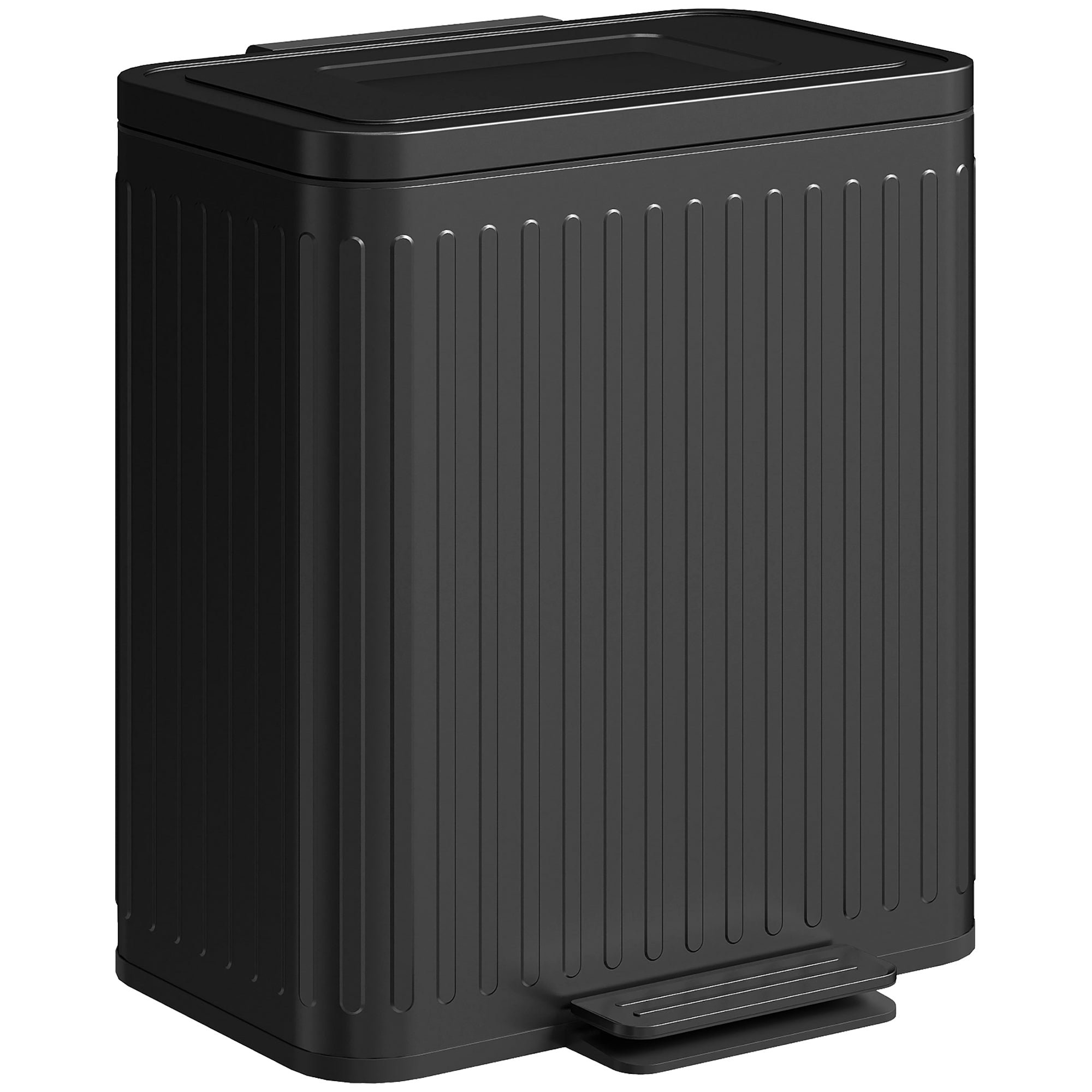 40L Dual-Compartment Step Trash Can — 2 x 20L Removable Inner Buckets, Soft-Close Lid & Hold-Open, Fingerprint-Resistant — Black