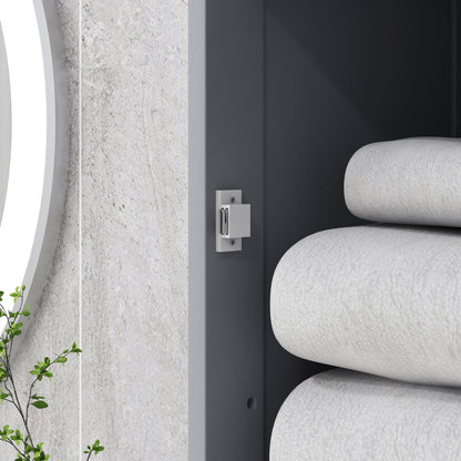 Modern Bathroom Column Cabinet Acrylic Door 2 Shelves Cabinet Door 1 Shelf Drawer MDF Gray