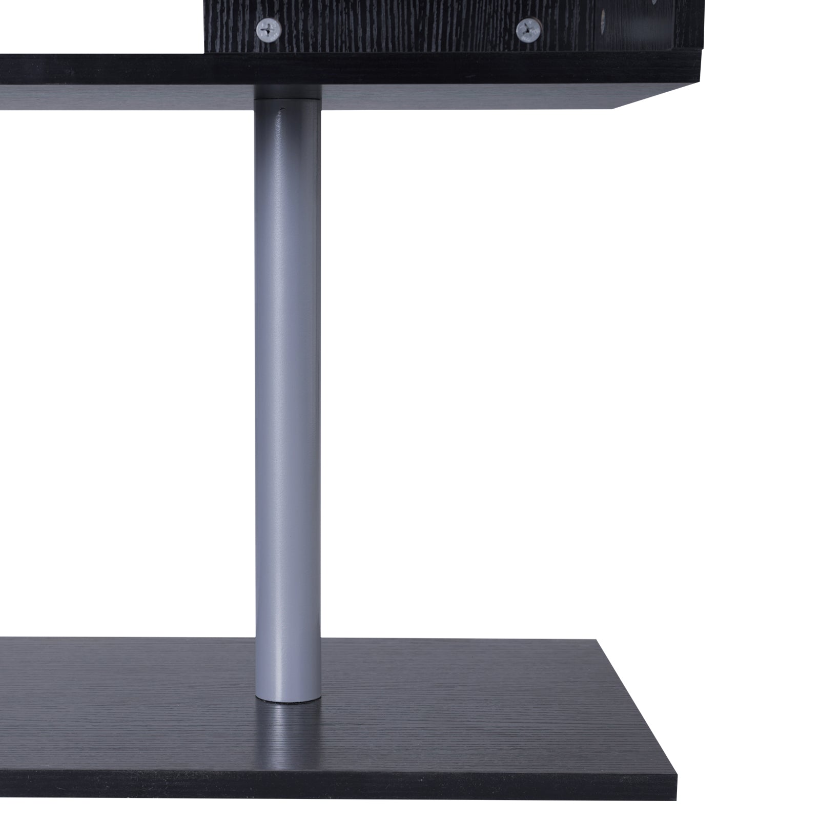 Space-Saving Corner Desk with S-Shaped Shelf, Modern Wooden Desk, 140x120x78 cm, Black