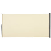 Retractable Side Awning 300x160 cm Roll-up Screen Privacy Wall Waterproof and Anti-UV Protects Privacy for Garden Balcony Terrace Cream