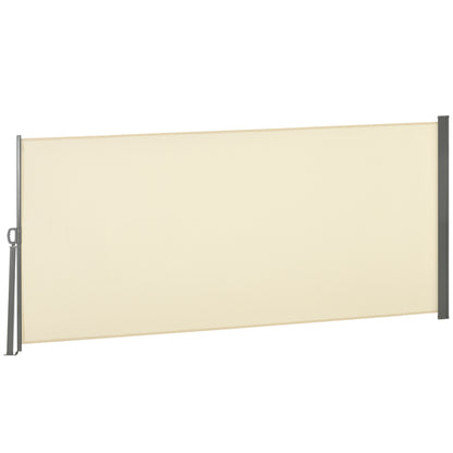 Retractable Side Awning 300x160 cm Roll-up Screen Privacy Wall Waterproof and Anti-UV Protects Privacy for Garden Balcony Terrace Cream