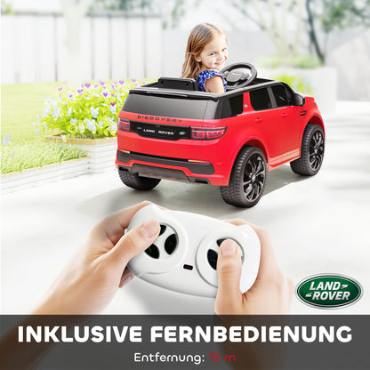 Kids Electric Car 12V Land Rover Discovery Sport Children's Car with 2.4G Remote Control, Music, Horn, Electric Vehicle with LED Lights, USB/MP3 Connection, 3-5 km/h, for Kids 3-6 Years, Red