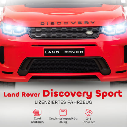 Kids Electric Car 12V Land Rover Discovery Sport Children's Car with 2.4G Remote Control, Music, Horn, Electric Vehicle with LED Lights, USB/MP3 Connection, 3-5 km/h, for Kids 3-6 Years, Red