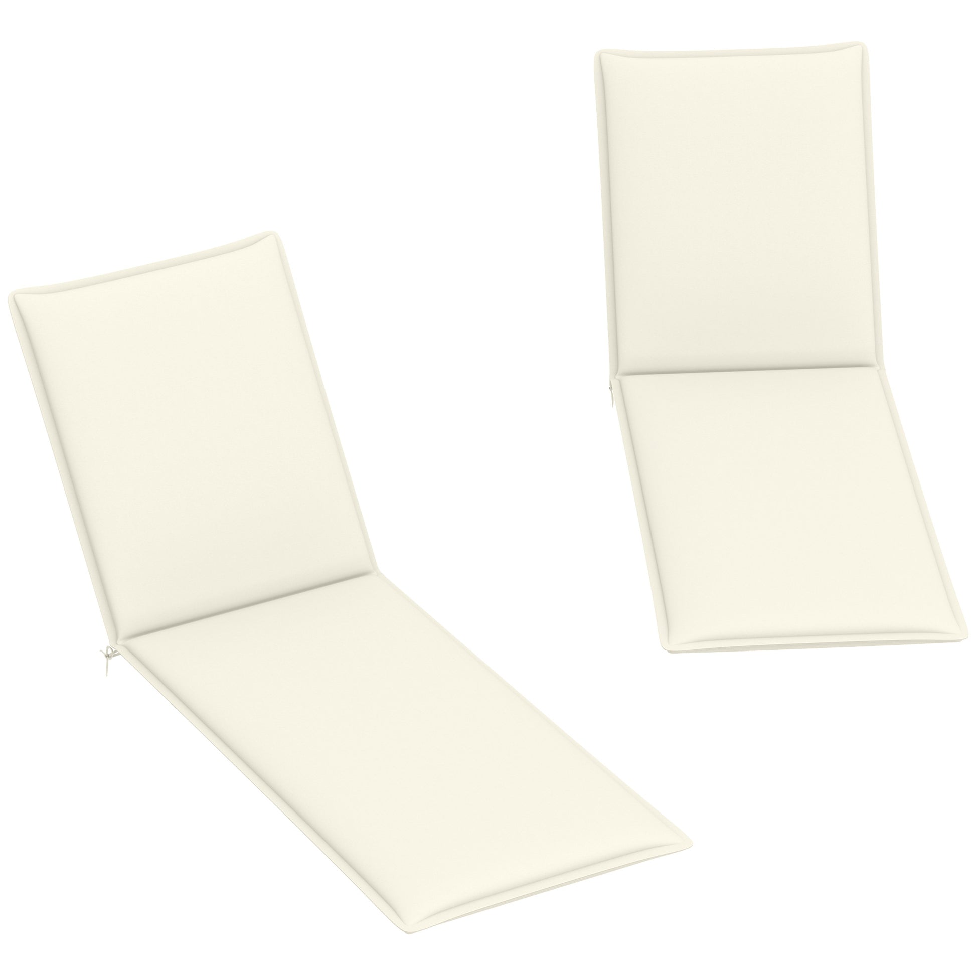Pack of 2 Cushions for Folding Sun Loungers Garden Lounger Pads Outdoor 193x58x6 cm with UV Protection Splash-Resistant Cream Straps