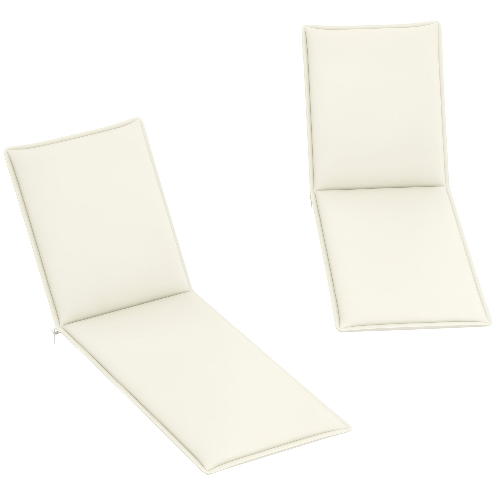 Pack of 2 Cushions for Folding Sun Loungers Garden Lounger Pads Outdoor 193x58x6 cm with UV Protection Splash-Resistant Cream Straps
