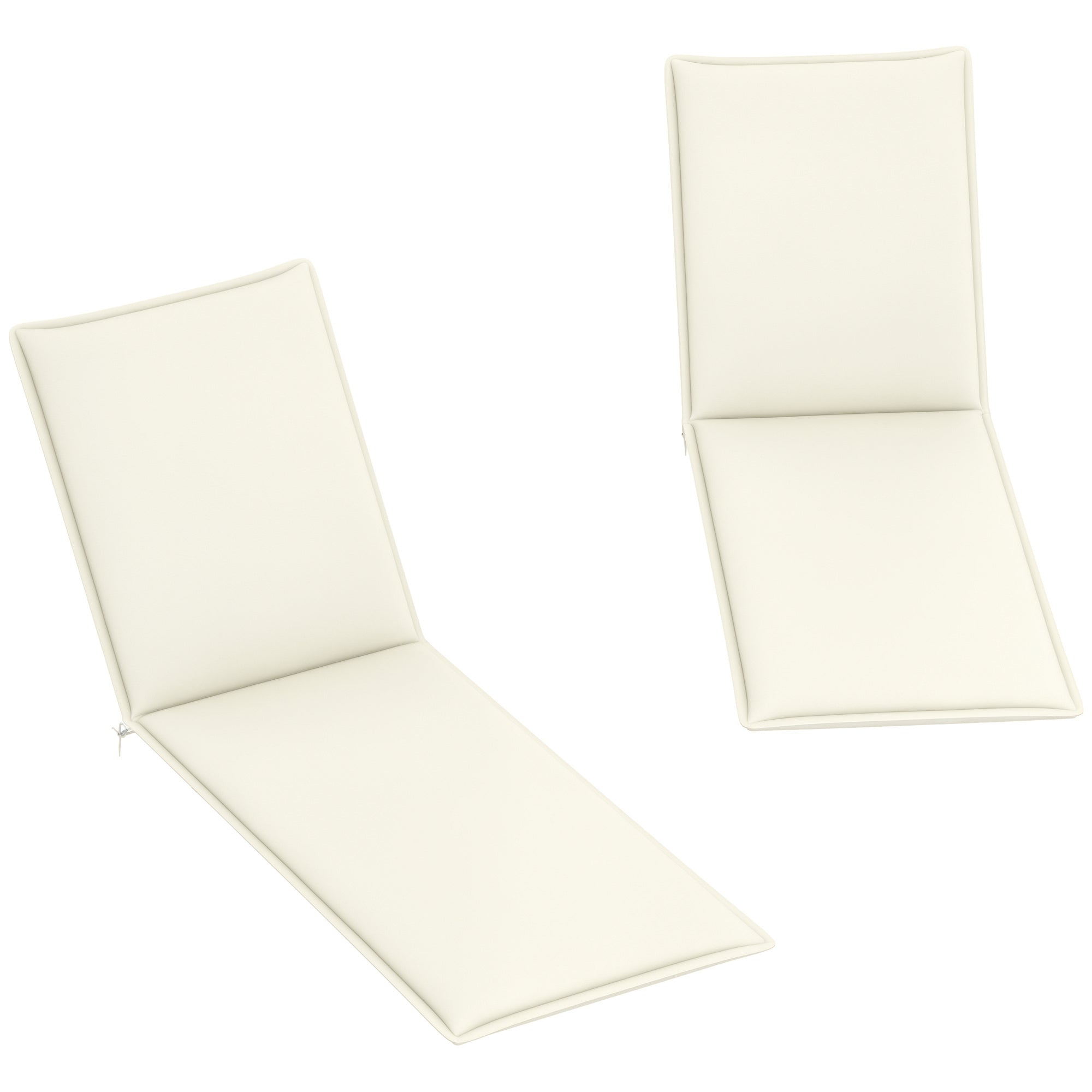 Pack of 2 Cushions for Folding Sun Loungers Garden Lounger Pads Outdoor 193x58x6 cm with UV Protection Splash-Resistant Cream Straps