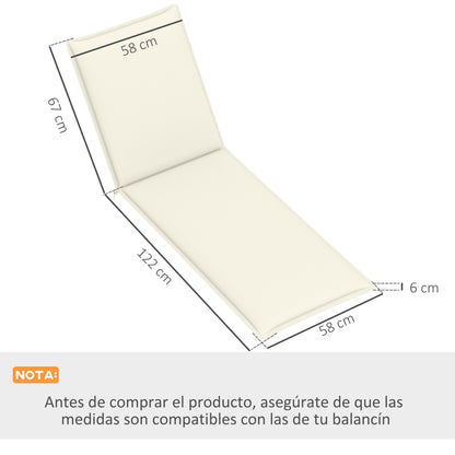Pack of 2 Cushions for Folding Sun Loungers Garden Lounger Pads Outdoor 193x58x6 cm with UV Protection Splash-Resistant Cream Straps