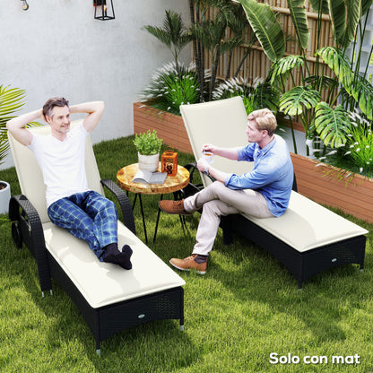Pack of 2 Cushions for Folding Sun Loungers Garden Lounger Pads Outdoor 193x58x6 cm with UV Protection Splash-Resistant Cream Straps