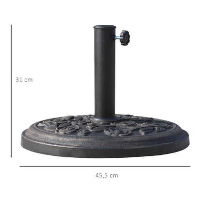 9 kg Garden Umbrella Base Round Resin Parasol Stand for 38mm/48mm Poles Ø45.5x31 cm Bronze