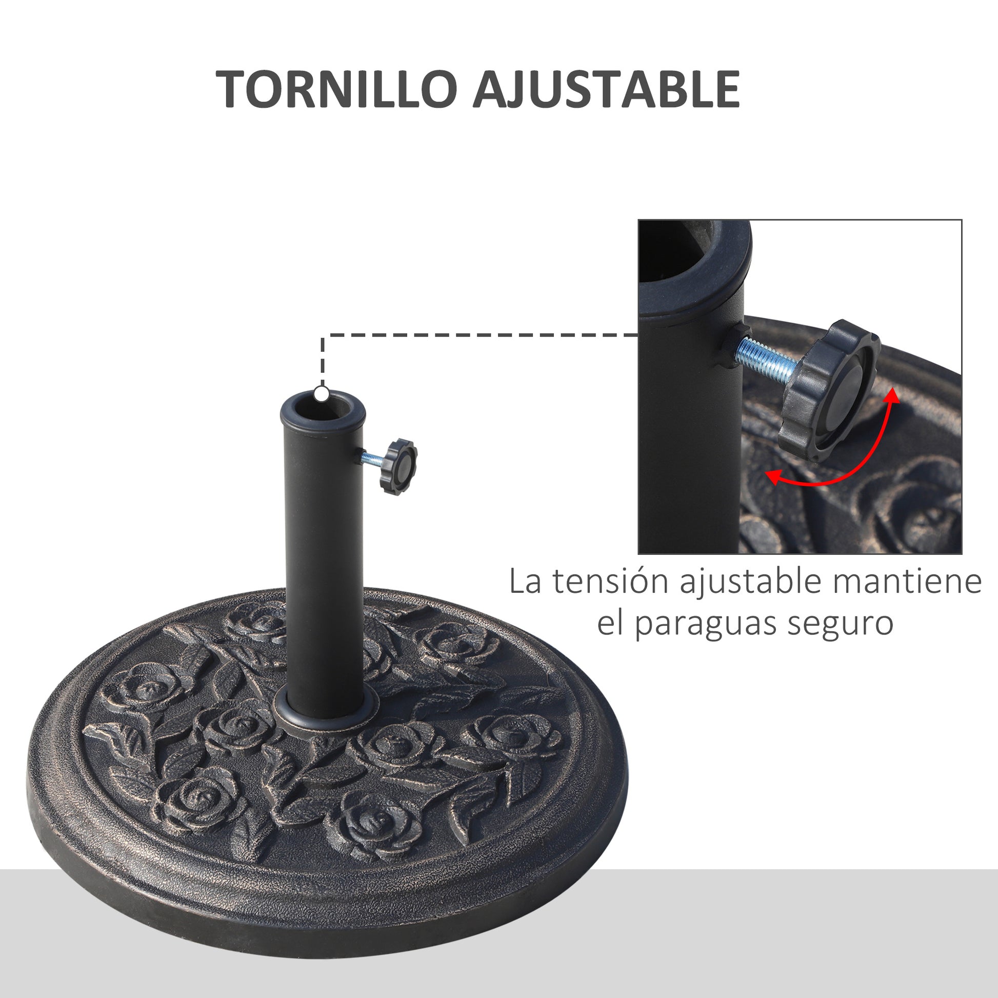 9 kg Garden Umbrella Base Round Resin Parasol Stand for 38mm/48mm Poles Ø45.5x31 cm Bronze