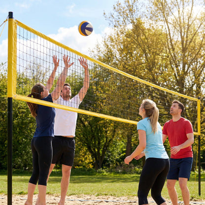 SPORTNOW Badminton Set – Adjustable Badminton/Volleyball Net with Height-Adjustable Steel Poles, Portable Net, Volleyball, Boundary Lines, Carry Bag for Indoor & Outdoor