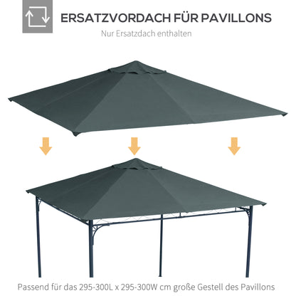 Garden Gazebo Canopy Cover for approx. 3 x 3 m Gazebo, Water-Resistant, Replacement Canopy, Gazebo Cover, Sun Protection, 8 Water Drainage Holes, Polyester, Dark Gray