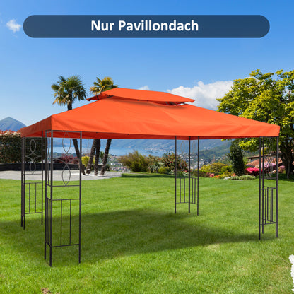 Replacement Roof for Metal Pavilion 3x4m Water-repellent Pavilion Roof with Double Roof, Replacement Cover for Garden Pavilion Party Tent Gazebo Polyester Rust Red
