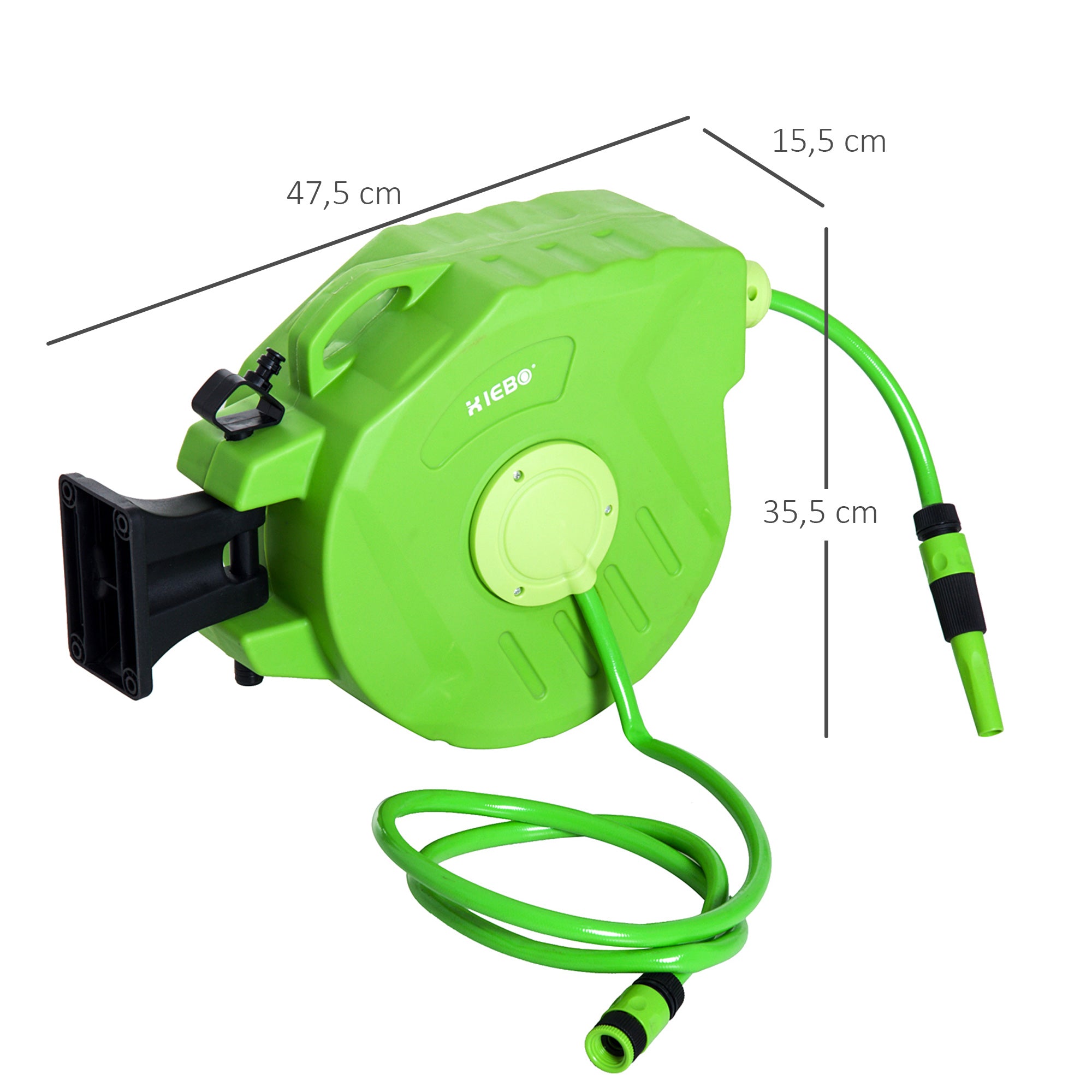 Hose Reel 20+2m Hose Reel Automatic Swivel Air Pressure Garden 180° Swivel Air Hose Green