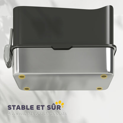 XXL Stainless Steel Cat Litter Box, 65L Large Capacity, Cat Toilet House, with Scoop and Non-Slip Feet, Easy to Clean, 60 x 40 x 38 cm, Black