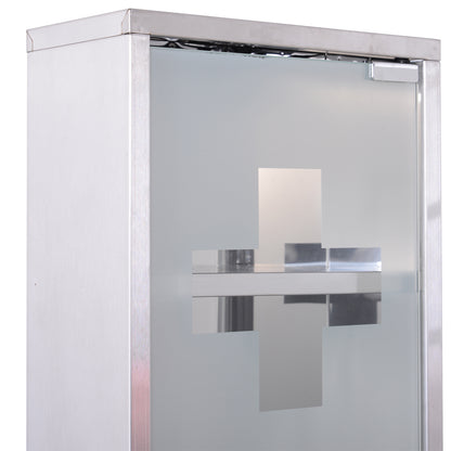 Medicine Cabinet Lockable Medicine Cabinet First Aid Cabinet with Lock 3 Compartments Stainless Steel Silver 25 x 12 x 48 cm