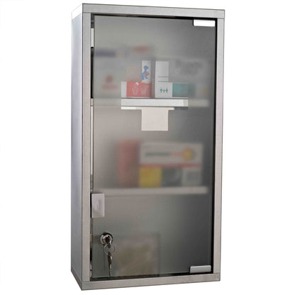 Medicine Cabinet Lockable Medicine Cabinet First Aid Cabinet with Lock 3 Compartments Stainless Steel Silver 25 x 12 x 48 cm