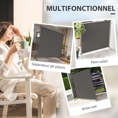 Single-Panel Outdoor Privacy Screen, 180 x 50 x 180 cm (71 x 20 x 71 in) with UPF 30+ Protection, Water-Repellent Panel, Stable Base — Dark Gray