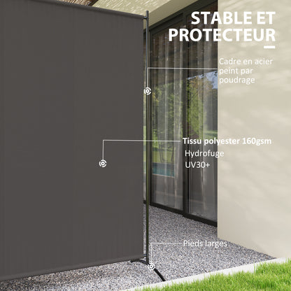 Single-Panel Outdoor Privacy Screen, 180 x 50 x 180 cm (71 x 20 x 71 in) with UPF 30+ Protection, Water-Repellent Panel, Stable Base — Dark Gray