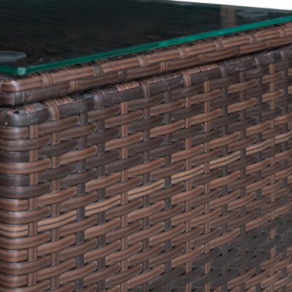 3-Piece PE Rattan Balcony Set with Coffee Table and Outdoor Chairs, Brown