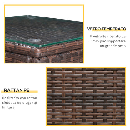 3-Piece PE Rattan Balcony Set with Coffee Table and Outdoor Chairs, Brown