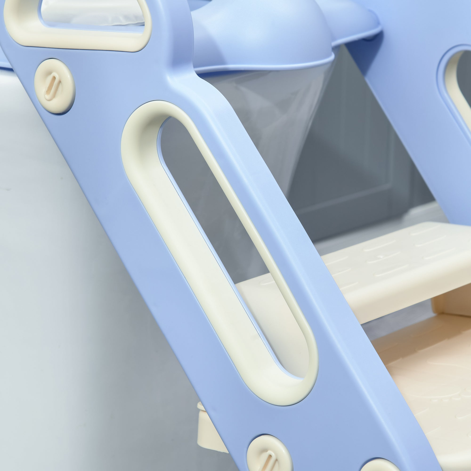 ZONEKIZ Children's Toilet Seat, Toilet Trainer with Stairs, Handle, Foldable Toilet Seat, Potty Trainer with Toilet Seat, for 2-6 Years Children, Plastic, Blue