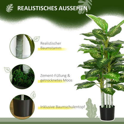Artificial Dieffenbachia Large 120 cm Artificial Plant, Artificial Dieffenbachia Plant in Pot, Artificial Tree with Artificial Grass for Living Room Bedroom Decor Garden