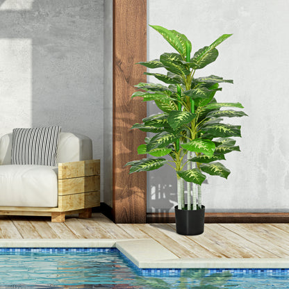 Artificial Dieffenbachia Large 120 cm Artificial Plant, Artificial Dieffenbachia Plant in Pot, Artificial Tree with Artificial Grass for Living Room Bedroom Decor Garden