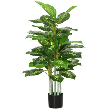 Artificial Dieffenbachia Large 120 cm Artificial Plant, Artificial Dieffenbachia Plant in Pot, Artificial Tree with Artificial Grass for Living Room Bedroom Decor Garden