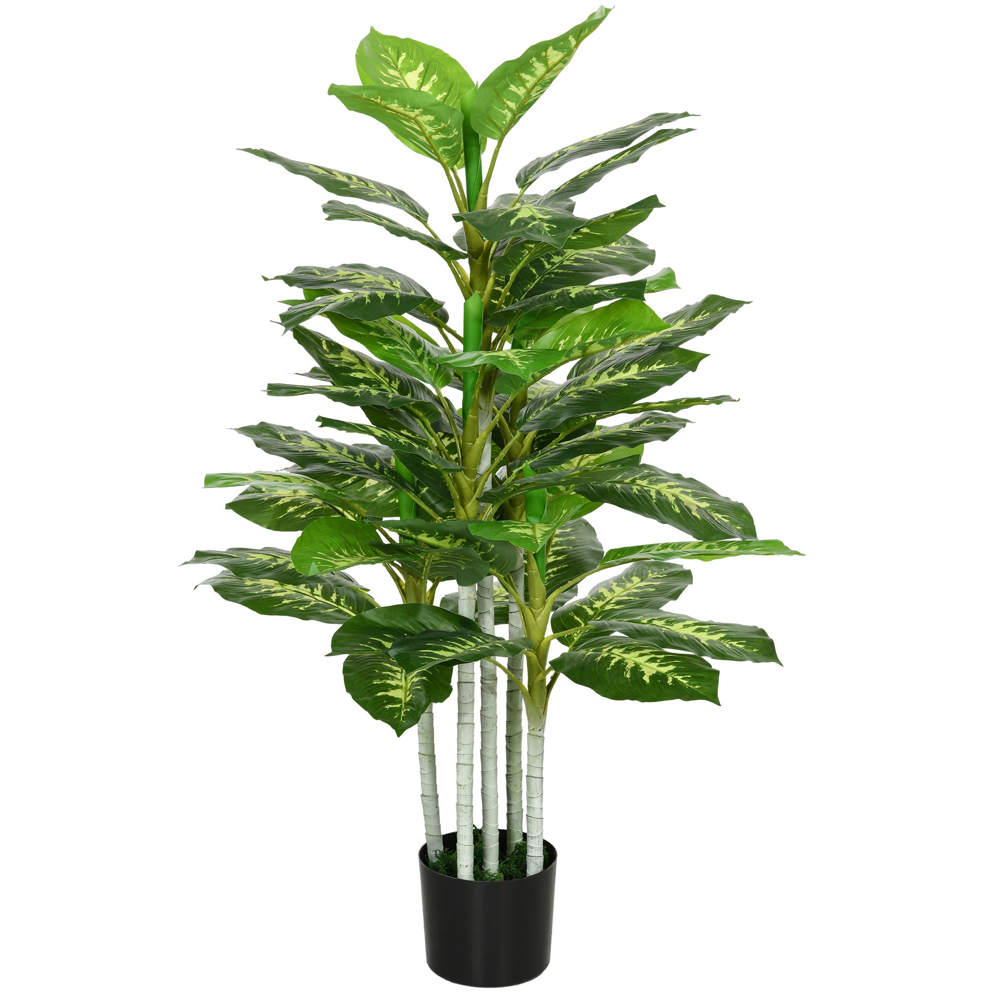 Artificial Dieffenbachia Large 120 cm Artificial Plant, Artificial Dieffenbachia Plant in Pot, Artificial Tree with Artificial Grass for Living Room Bedroom Decor Garden