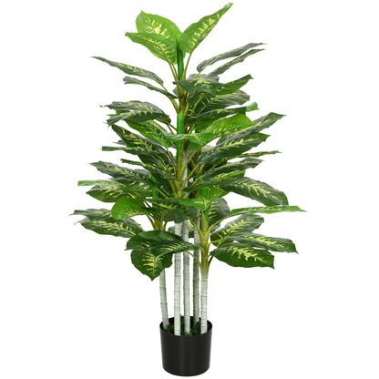 Artificial Dieffenbachia Large 120 cm Artificial Plant, Artificial Dieffenbachia Plant in Pot, Artificial Tree with Artificial Grass for Living Room Bedroom Decor Garden