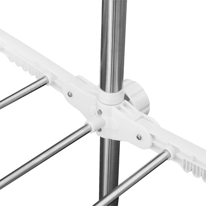 Tower Clothes Rack Extendable Drying Stand with 3 Levels, Foldable Wings, Casters, Clothes Dryer for Indoor and Outdoor, White, 83-136.5 x 45.5 x 154 cm
