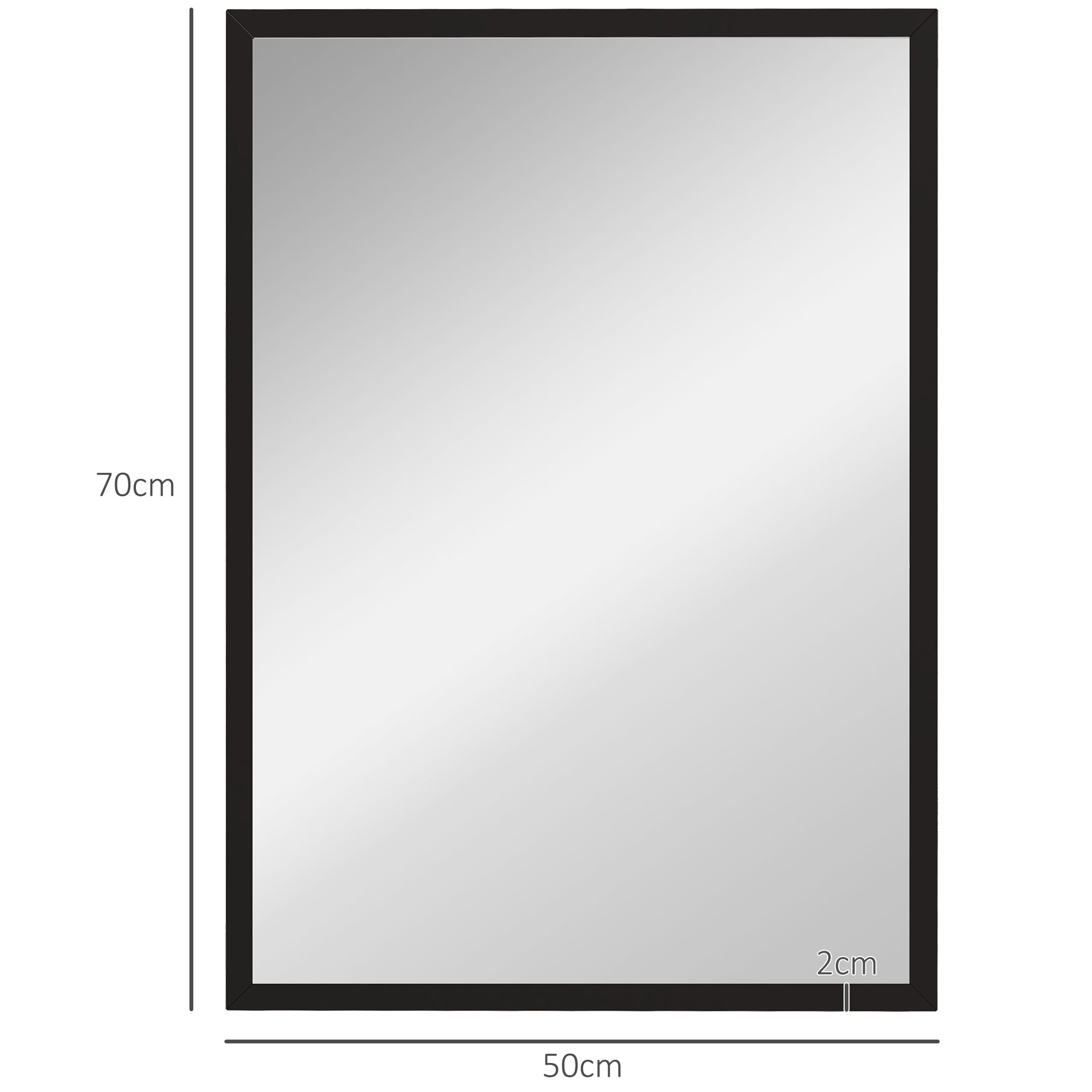 Rectangular Mirror Bathroom Mirror 50x70 cm Decorative Wall Mirror for Living Room Entryway Hallway Horizontal or Vertical Black