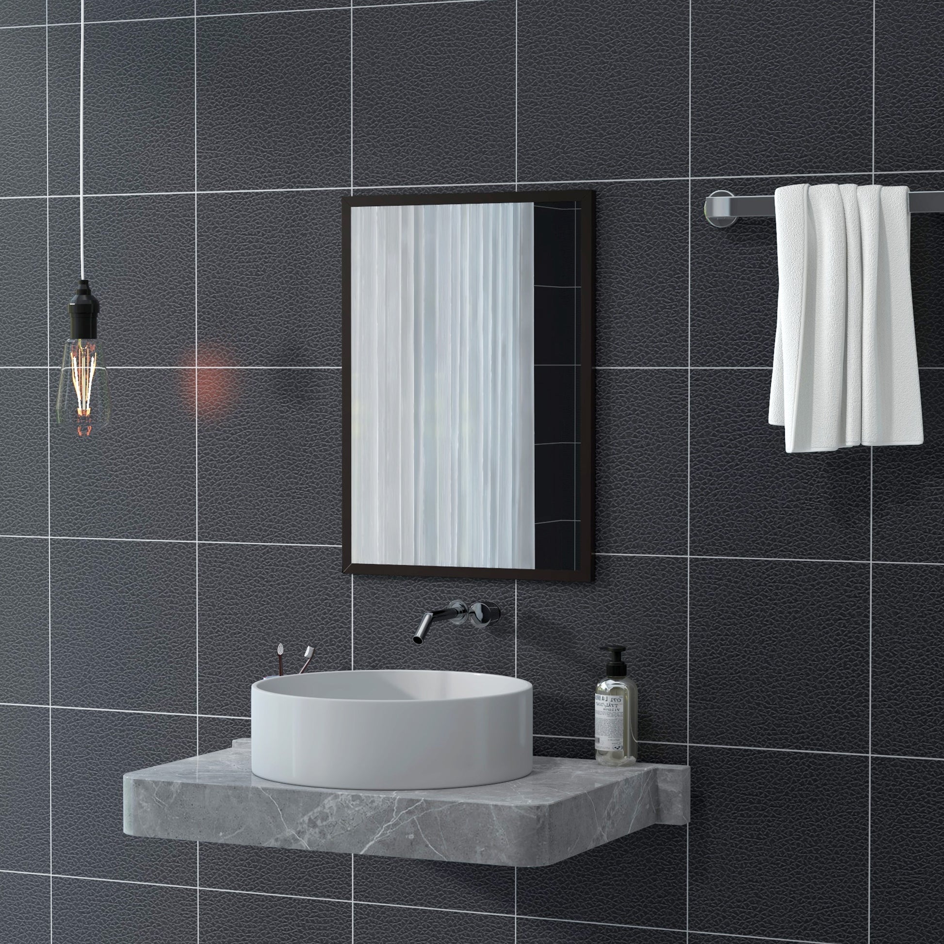 Rectangular Mirror Bathroom Mirror 50x70 cm Decorative Wall Mirror for Living Room Entryway Hallway Horizontal or Vertical Black