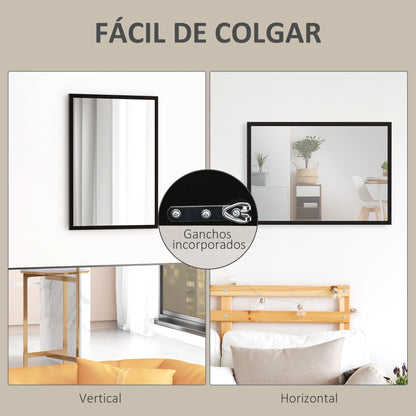 Rectangular Mirror Bathroom Mirror 50x70 cm Decorative Wall Mirror for Living Room Entryway Hallway Horizontal or Vertical Black