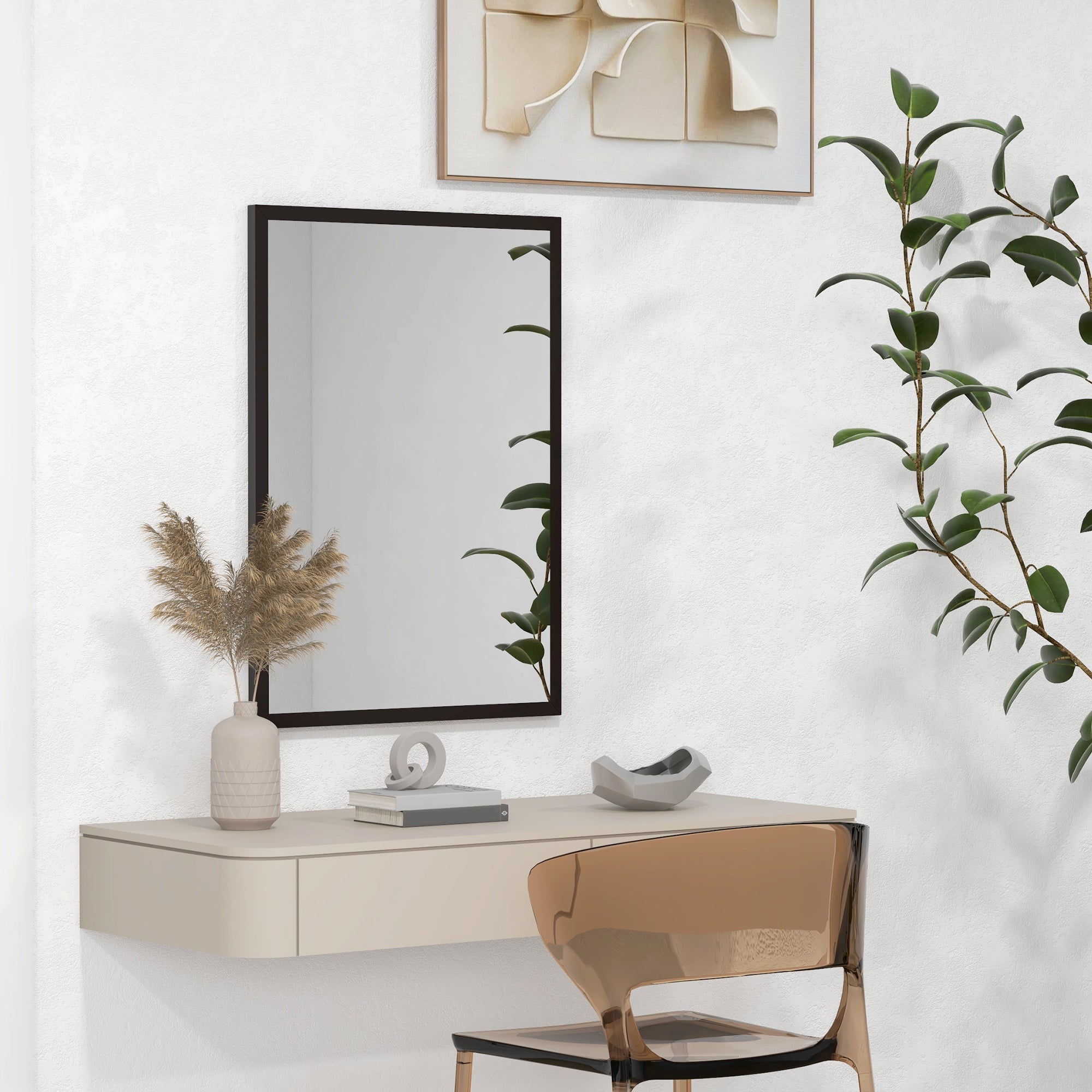 Rectangular Mirror Bathroom Mirror 50x70 cm Decorative Wall Mirror for Living Room Entryway Hallway Horizontal or Vertical Black